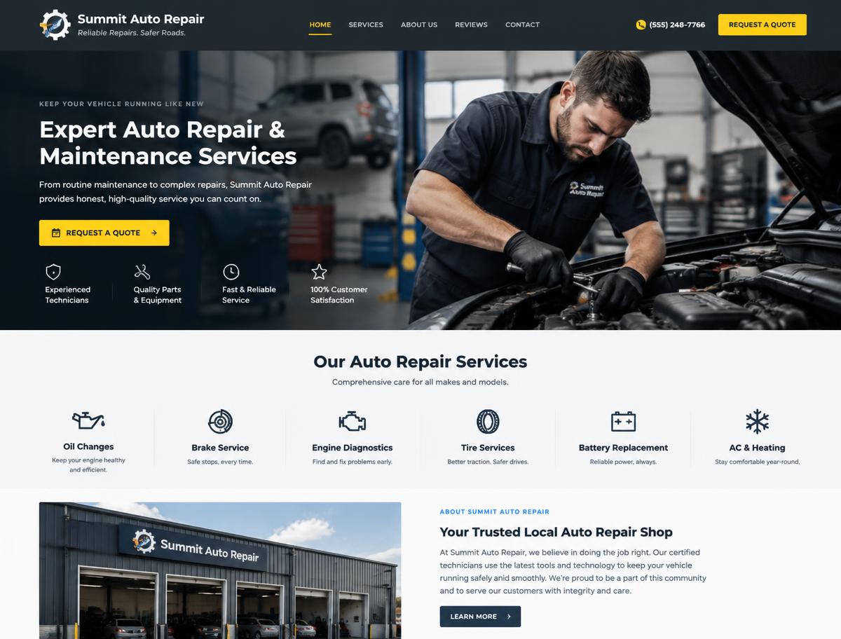 Summit Auto Repair website design